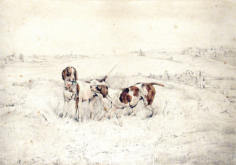 Henry Alken (British, 1785-1851) Two pointers retrieving a pheasant