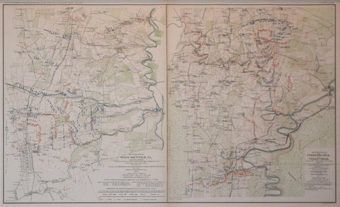 Government Printing Office & Julius Bien (1826-1909),  Pl. XCIX [Battle Field of Winchester, VA; & Various Battle Sites throughout VA.]