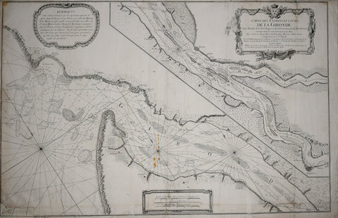 Jacques Nicolas Bellin (1703-1772), "Carte des entrees et cours de la Gironde"