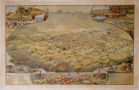 CJ Dyer (1846-1903), Bird's Eye View of Phoenix, Maricopa Co.,Arizona