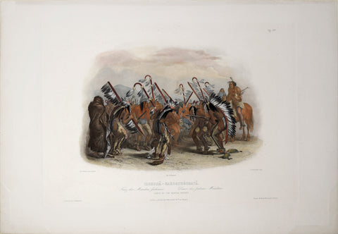 Karl Bodmer (1809-1893), Vig. XXV - Ischoha-Kakoschochata - Dance of the Mandan Indians