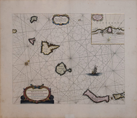 Pieter Goos (Dutch, ca. 1616-1675), Carte voor een gedelte der Canarise, Eylanden als canaria, Tenerifa, Forteventura…