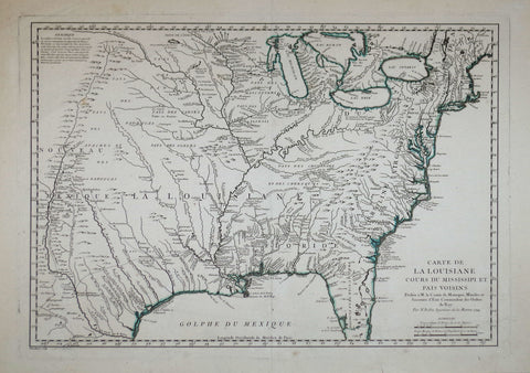 Jacques Nichols Bellin (French, 1703-1772), Carte de la Louisiane cours du Mississippi et pais Voisins...