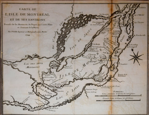 Jacques Nicolas Bellin (1703-1761), Carte de L’Isle de Montreal et de ses Environs…