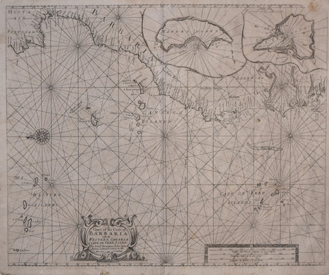 Samuel Thornton (English, fl. 1703-1739), Chart of the Coast of Barbaria, with the Western Canaria & Cape de Verd, Isles…