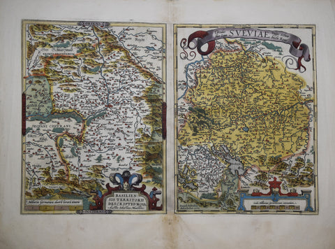 Abraham Ortelius (1527-1598),  Basiliensis Territorii Descriptio Nova [with] Circulus Sive Liga Suevia Vulgo Schwabische Kraiss (Germany & Switzerland)