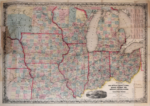 Joseph Hutchins Colton (American, 1800-1893). Guide through Ohio, Michigan, Indiana, Illinois, Missouri, Wisconsin, Iowa, Minnesota, Nebraska and Kansas…