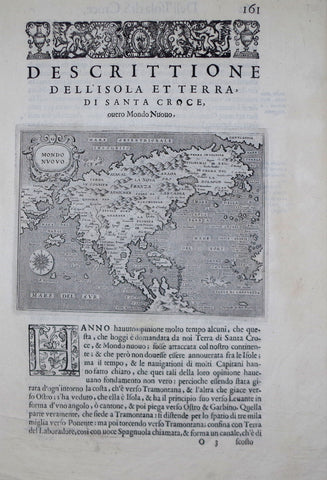 Tomaso Porcacchi (1530-1585), Descrittione Dell’Isola et Terra di Santa Croce, ouero Mondo Nuouo, Pl. 161