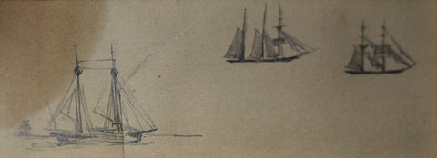 Milton J. Burns (1853-1933), [Three Ships at Sea]
