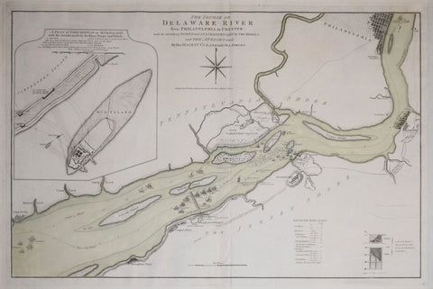 William Faden (1750-1836),  The Course of the Delaware River from Philadelphia to Chester…