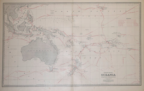 Andrew Garran (1825-1901), editor, Outline Map of Oceania Showing Routes of Early Discoveries
