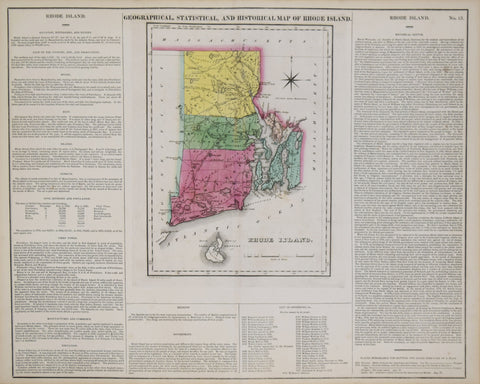 Henry C. Carey (1793-1879) & Isaac Lea (1792-1886), Geographical, Statistical and Historical Map of Rhode Island