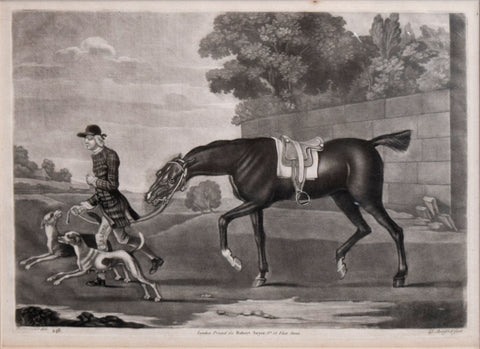James Seymour (1702-1752), after, {Rider in checkered coat with hounds and Saddled Horse]