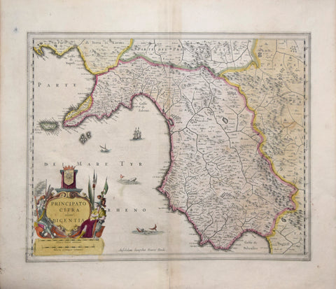 Johannes Jansson (Dutch, 1588-1664) & Hendrik Hondius (1596-1651), Principato Citra olim Picentio [Mediterranean Coast of Southern Italy, including the Island of Capri]