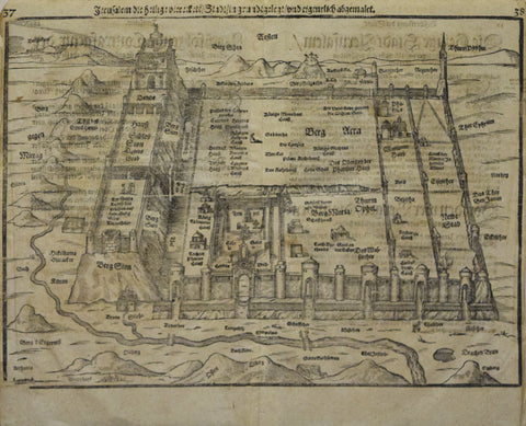 Heinrich Bunting (German, 1545-1606), Jerusalem Die Heilige Viereckette Stadt…