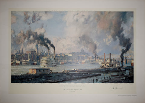 John Stobart, Pittsburgh - The Monongahela Waterfront in 1900