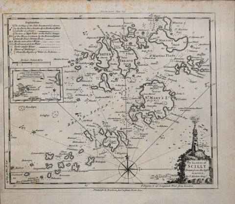 Thomas Kitchin (English, 1718-17184), The Islands of Scilly, Drawn from the best Surveys… [Scilly Islands of the South Western coast of the UK]