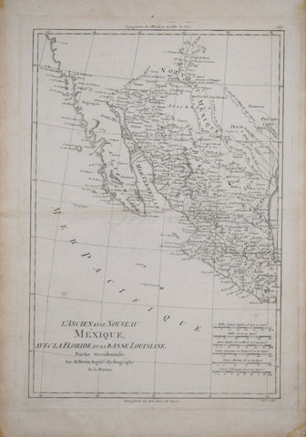 Rigobert Bonne (1727-1795), L'Ancien et Le Nouveau Mexique, Avec La Floride Et La Basse Louisiana. Partie Occidentale