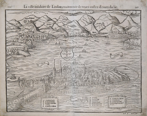 Sebastian Munster (German, 1488-1522), La Ville insulaire de Lindaw...[Landau, Switzerland]