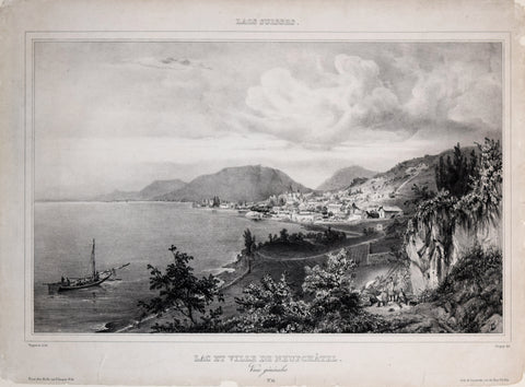 Nicolas Maire Joseph Chapuy (1790-1858), delineated, Lac et Ville de Neufchatel No. 12 (Switzerland)