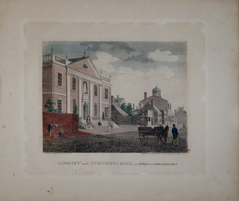William Birch (1755-1834), Library and Surgeon Hall, in Fifth Street Philadelphia