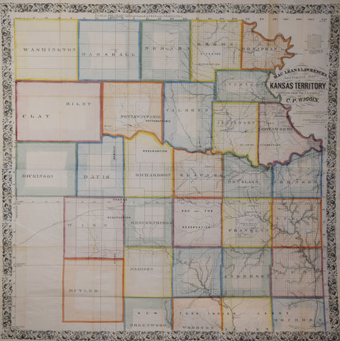C.P. Wiggin, MacLean and Lawrences Sectional Map of Kansas Territory…