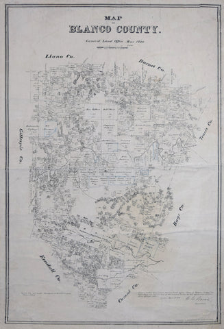 William C. Walsh (1836-1924), Map of Blanco County / General Land Office Mar 1880