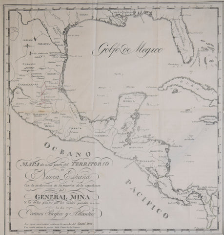 Mapa de una parte del Territorio de Nueva Espana.. de la expedicion del General Mina…