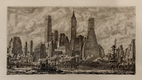 Reginald Marsh (American, 1898–1954), Skyline from Pier 10 Brooklyn