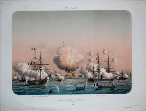 Louis Le Breton (French, 1818-1860), Mer D’Azof, Bombardment d’Arabat par la Flottlille Alliee 25 Mai 1855 [Crimean War]