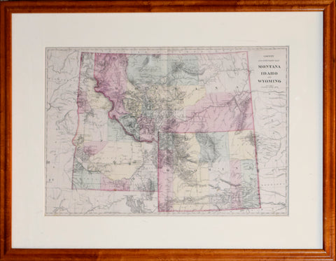 Samuel Augustus Mitchell Jr, County and Township Map Montana, Idaho, and Wyoming