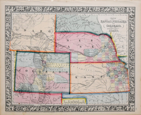 Samuel Augustus Mitchell (1790-1868), Map of Kansas, Nebraska and Colorado
