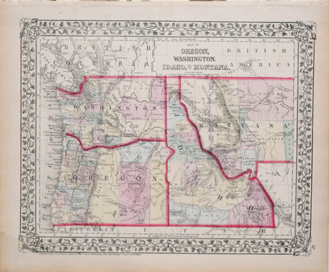 Samuel Augustus Mitchell (1790-1868), Map of Oregon, Washington, Idaho, and part of Montana