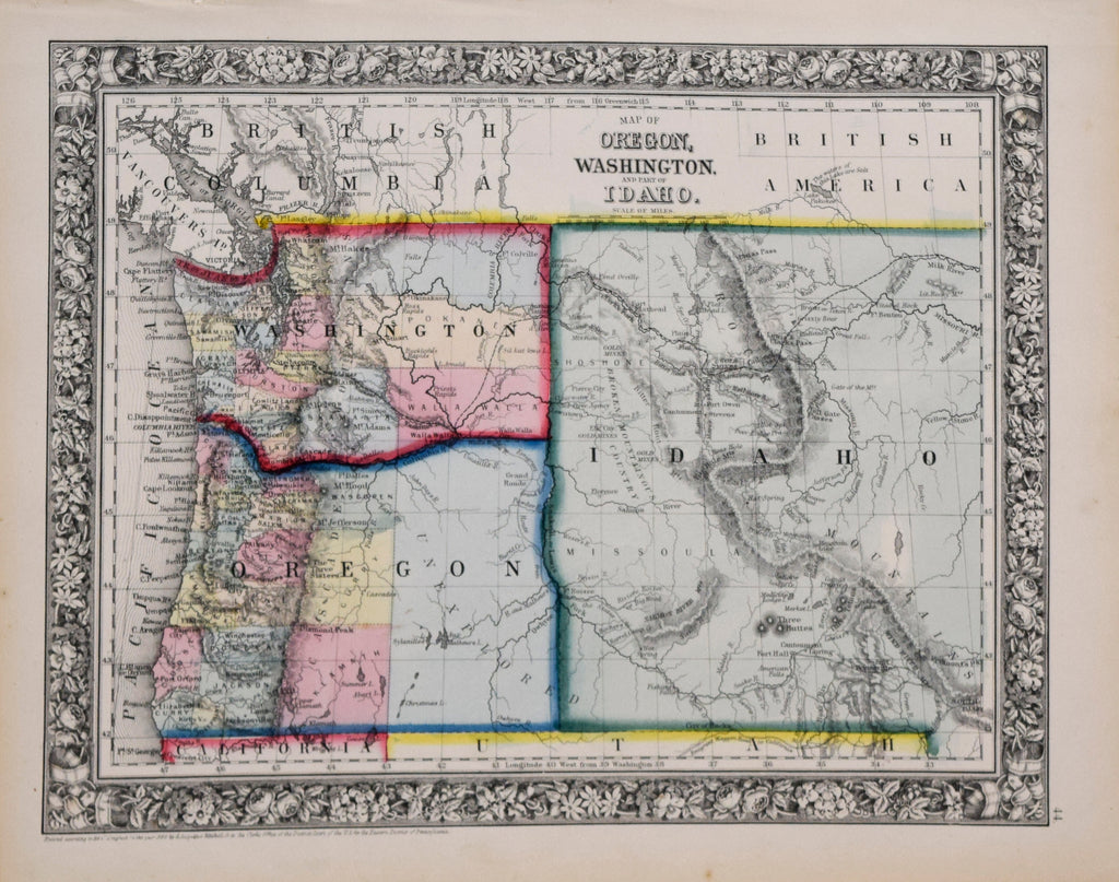 Samuel Augustus Mitchell (1790-1868), Map of Oregon, Washington and Pa ...