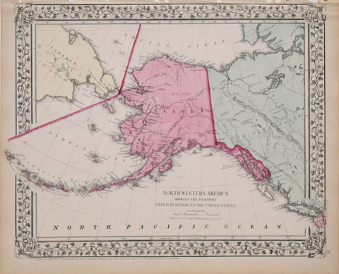 Samuel Augustus Mitchell (1790-1868), North Western America showing the territory ceded by Russia to the United States. (Alaska)