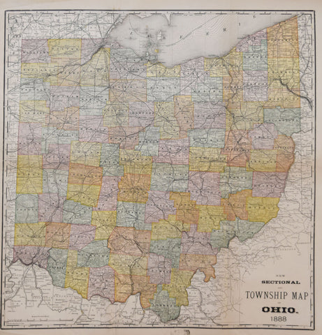 Rand McNally & Co., New Sectional and Township Map of Ohio, 1888