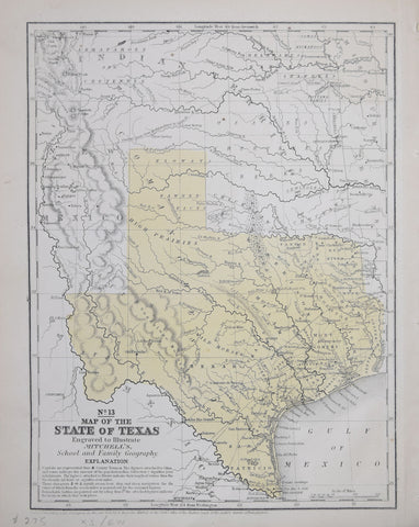Samuel Augustus Mitchell (1792-1868), No. 13 Map of the State of Texas Engraved to Illustrate Mitchell's School and Family of Geography