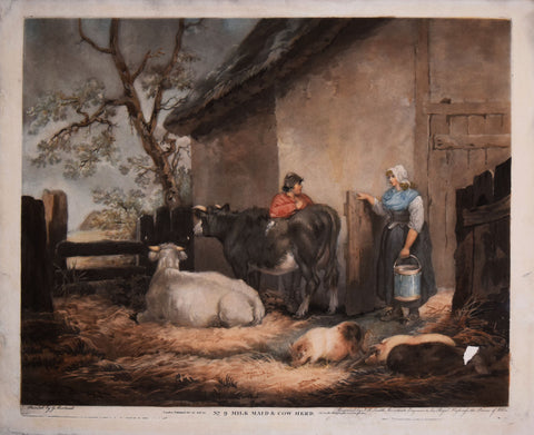 George Morland (1763-1804) after, No. 9 Milk Maid and Cow Herd