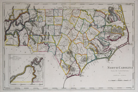 Mathew Carey (1760-1839), North Carolina from the Latest Surveys by Samuel Lewis