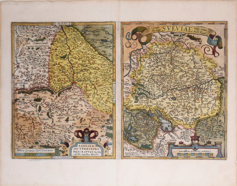Abraham Ortelius (Flemish, 1527-1598), Basilien..& Circulous sive Liga Sveviae… [Basel, Switzerland & Swabia, Germany]