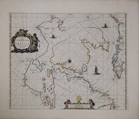 Pieter Goos (Dutch, ca. 1616-1675), Paskaert zynde de noordelijeskte Zeekusten van America...