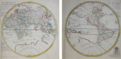 Du Val,Pierre (French, 1618-1683),  Le Planisphere Autrement Le Carte Du Monde Terrestre...[In Two Parts]