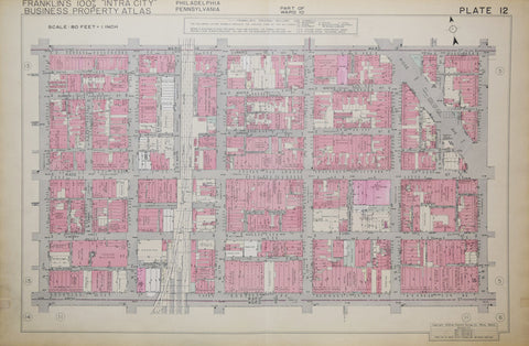 Franklin Survey Company, Plate 12 (N 13th St and Vine St to N 8th St and Arch St)