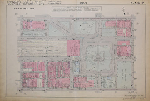 Franklin Survey Company, Plate 14 (S 17th St and Arch St to N 13th St and Chestnut St)