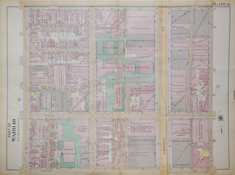 Franklin Survey Company, Plate 16 (N 16th St and Vine St to Juniper St and Cherry St)