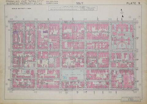 Franklin Survey Company, Plate 9 (S 13th St and Spruce St to South St and S 8th St)