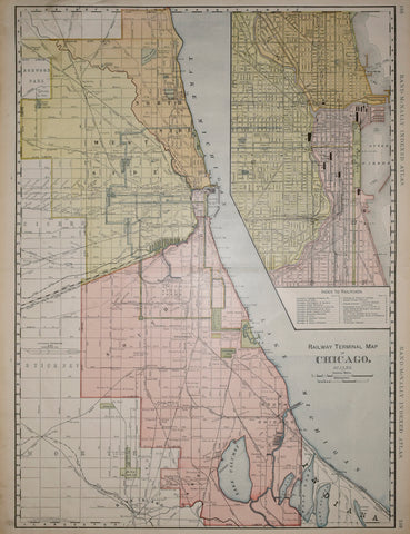 Rand McNally and Company, Railway Terminal Map of Chicago