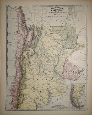 Rand McNally & Co., Map of Argentine Republic, Chile, Paraguay & Uruguay