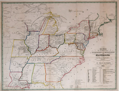 Jospeh Salzbacher, Karte der Katholischen Dioedesen..Nordamerika