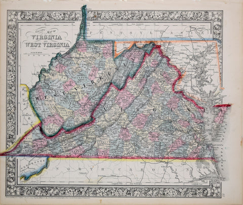 Samuel Augustus Mitchell (1790-1868), County Map of Virginia and West Virginia